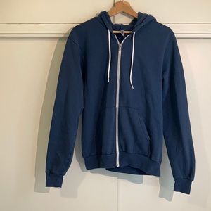 Blue American Apparel unisex zip hoodie